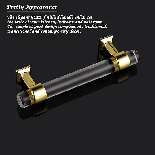 Miniatura 3 de Orger - Paquete de 30 tiradores de acrílico modernos dorados para cajones, manijas de puerta de gabinete de cocina, manijas de gabinete de 3-12