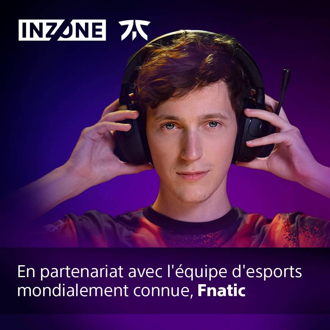 Sony INZONE H5 - Casque Gaming sans-Fil, 360 Spatial Sound for Gaming, Confortable, Autonomie de 28 Heures, Faible Latence, Micro Perche de Haute qualité, Compatible PC & PS5 - Noir