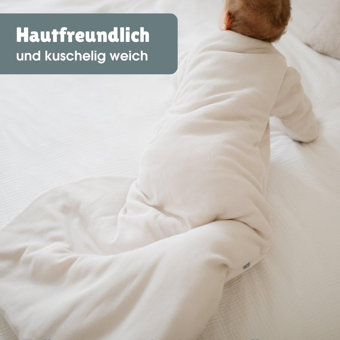 emma & noah Baby Schlafsack 3.5 TOG, Strampelsack für den Winter, in vielen Farben, Bio-Baumwolle, Oeko-TEX Zertifiziert, Abnehmbare Ärmel, Schlafsack für Neugeborene (Essential Mint, 60 cm)