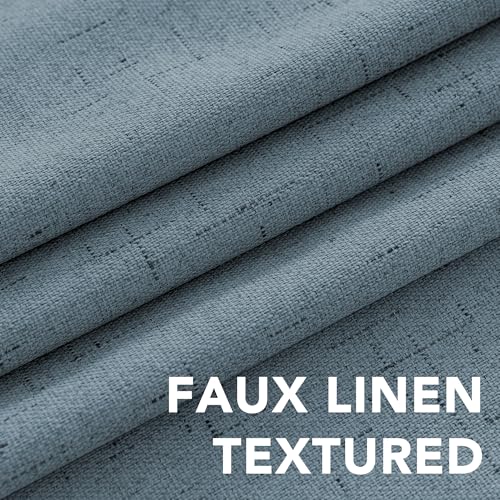 Image of H.VERSAILTEX Primitive Linen Curtains 100% Blackout Curtain Drapes Burlap Curtains with White Thermal Insulated Liner, Grommet Top Drapes Living Room /Bedroom (2 Panels, 42 x 63 Inch, Stone Blue)