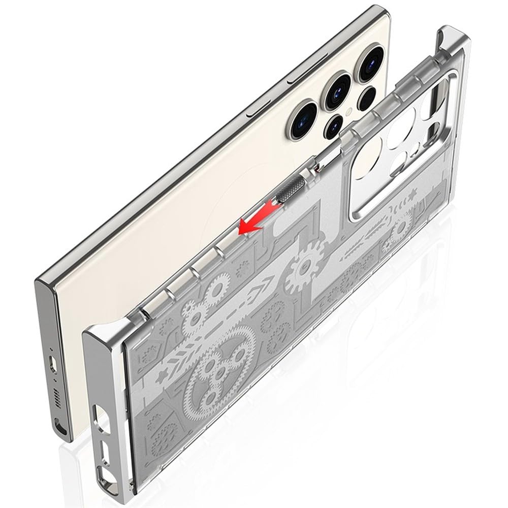 Przezroczysta obudowa bezramkowa do telefonu Samsung Galaxy S23 Ultra Plus Mechaniczny obiektyw, fioletowy, do Galaxy S23 Ultra