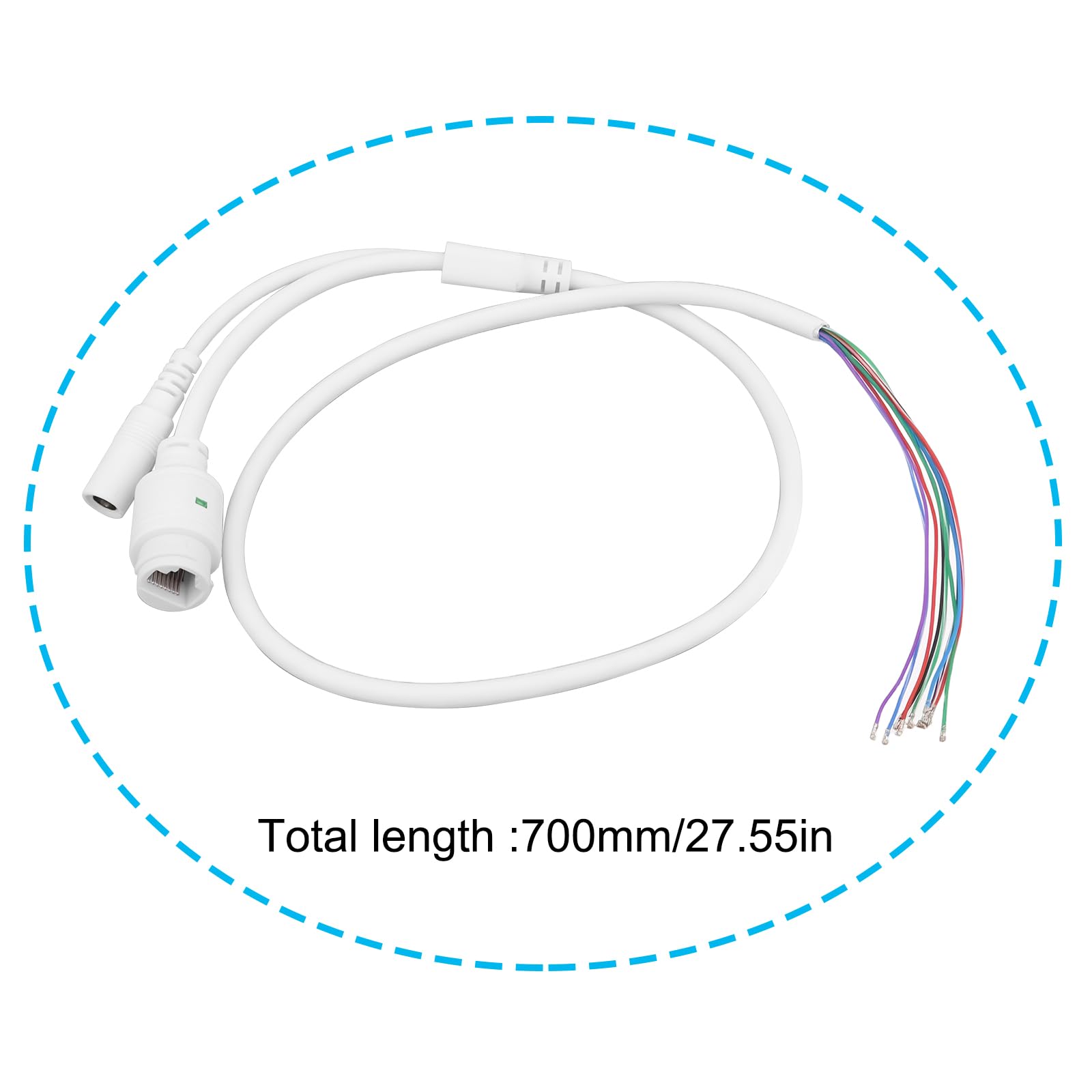 VGOL 9 Core POE LAN Cable RJ45 Camera Network Tail Cable 12V 70cm Compatible with CCTV IP Camera Board Module - Image 4