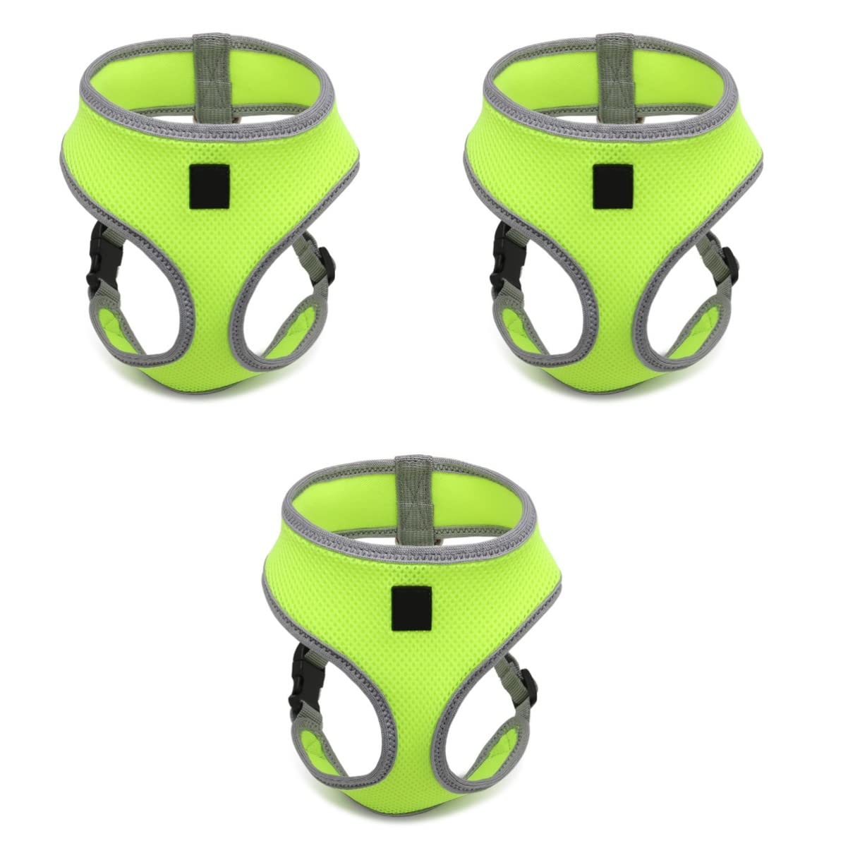 POPETPOP 3pièces pour Chiens Et Chats Gilet De Sécurité Ajustable Fluorescent Vert Ceinture De Traction Confortable pour Animaux De Compagnie