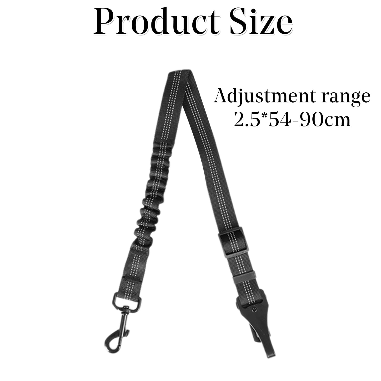 Adjustable Canine Car Safety Harness - Shock-Absorbing Seatbelt Clip with Bungee Buffer for Travel, Black - Image 2