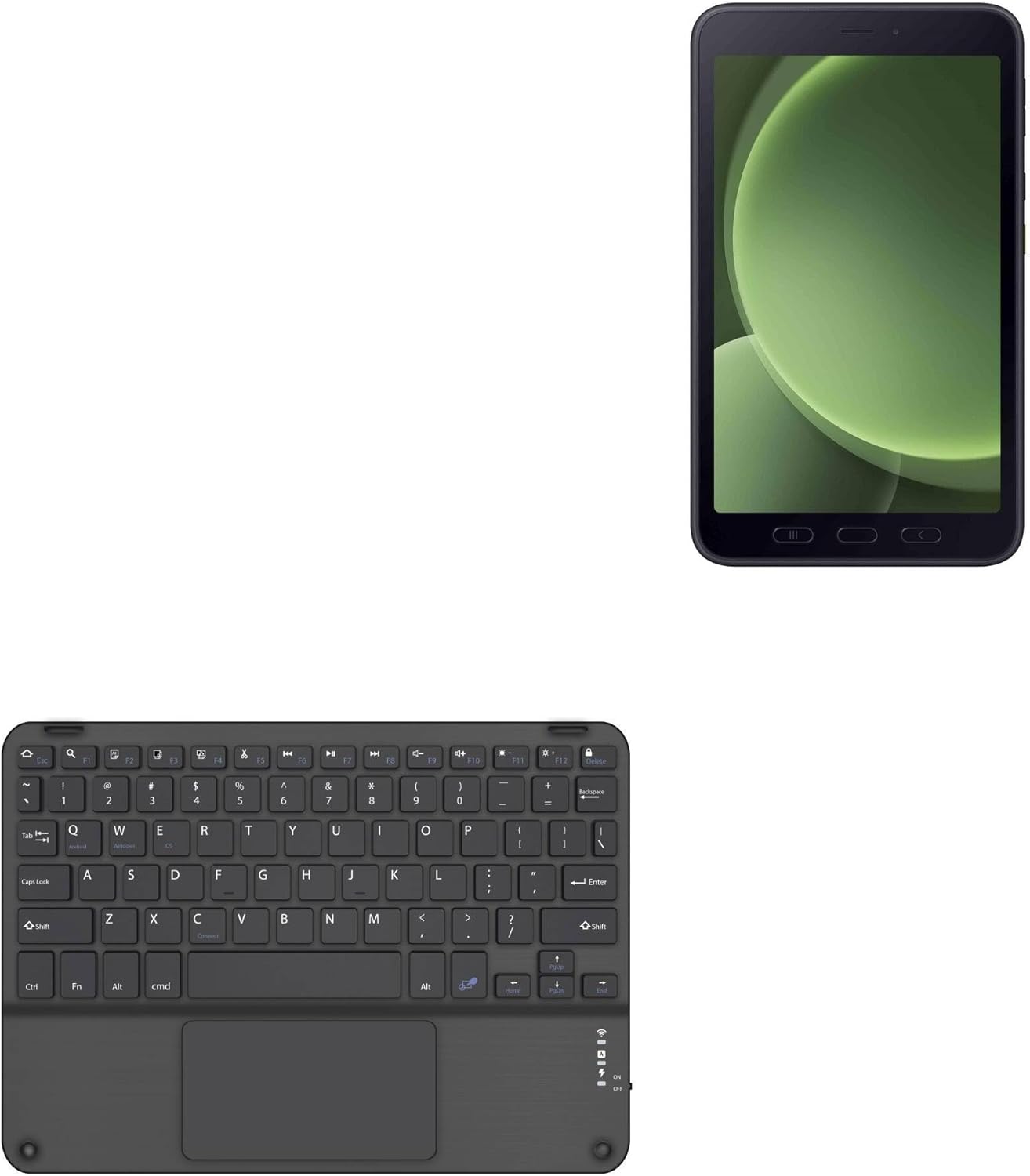 BoxWave Keyboard Compatible with Samsung Galaxy Tab Active5 - SlimKeys Bluetooth Keyboard with Trackpad, Portable Slim TouchPad - Jet Black