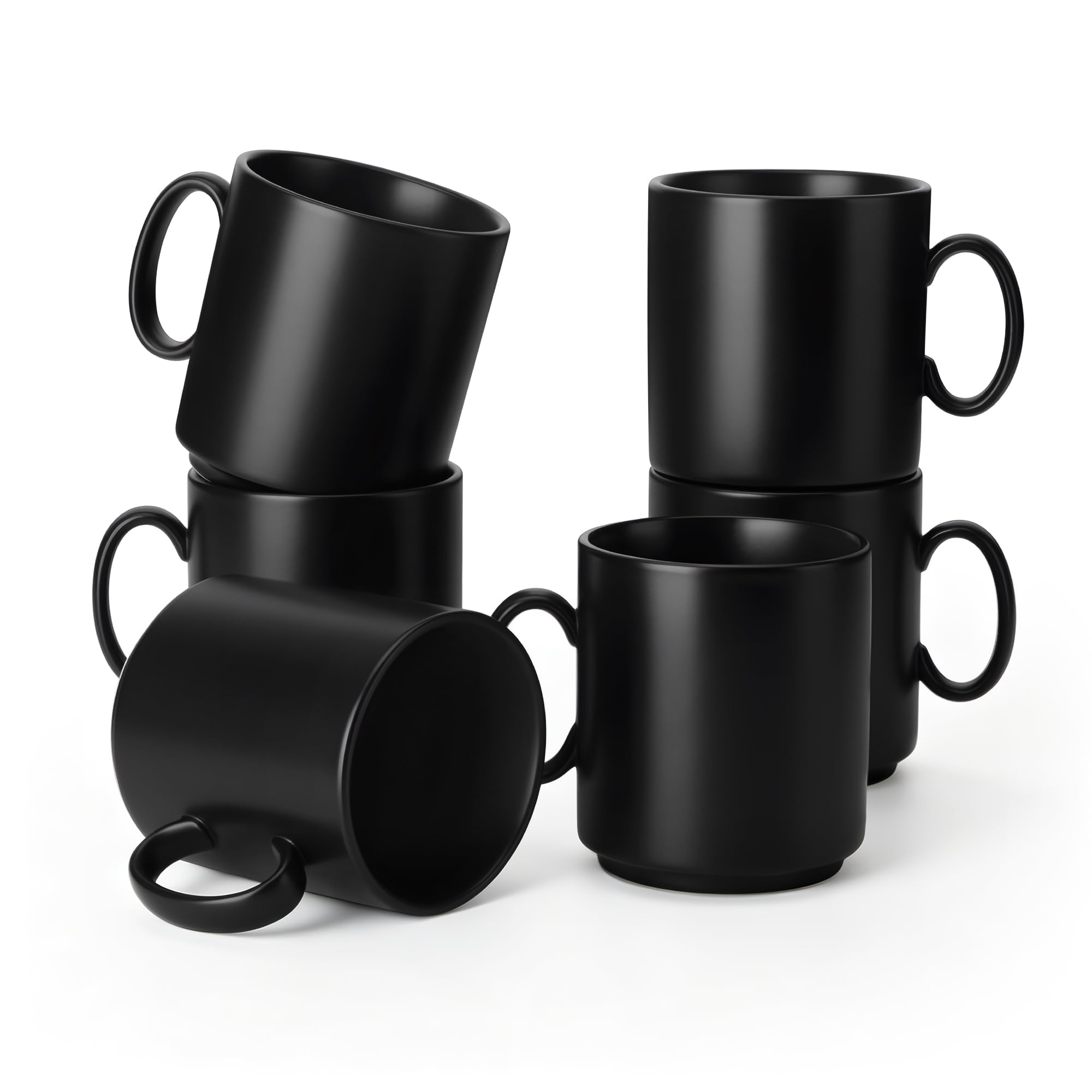 vancasso Porcelain Coffee Mugs, 12 Oz Black Mug Set of 6