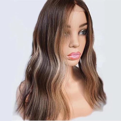 Miniatura 8 de Peluca de cabello Remy brasileño con reflejos #427, 8 pulgadas, 13x6 HD, encaje frontal transparente, peluca de cabello humano ondulado, densidad