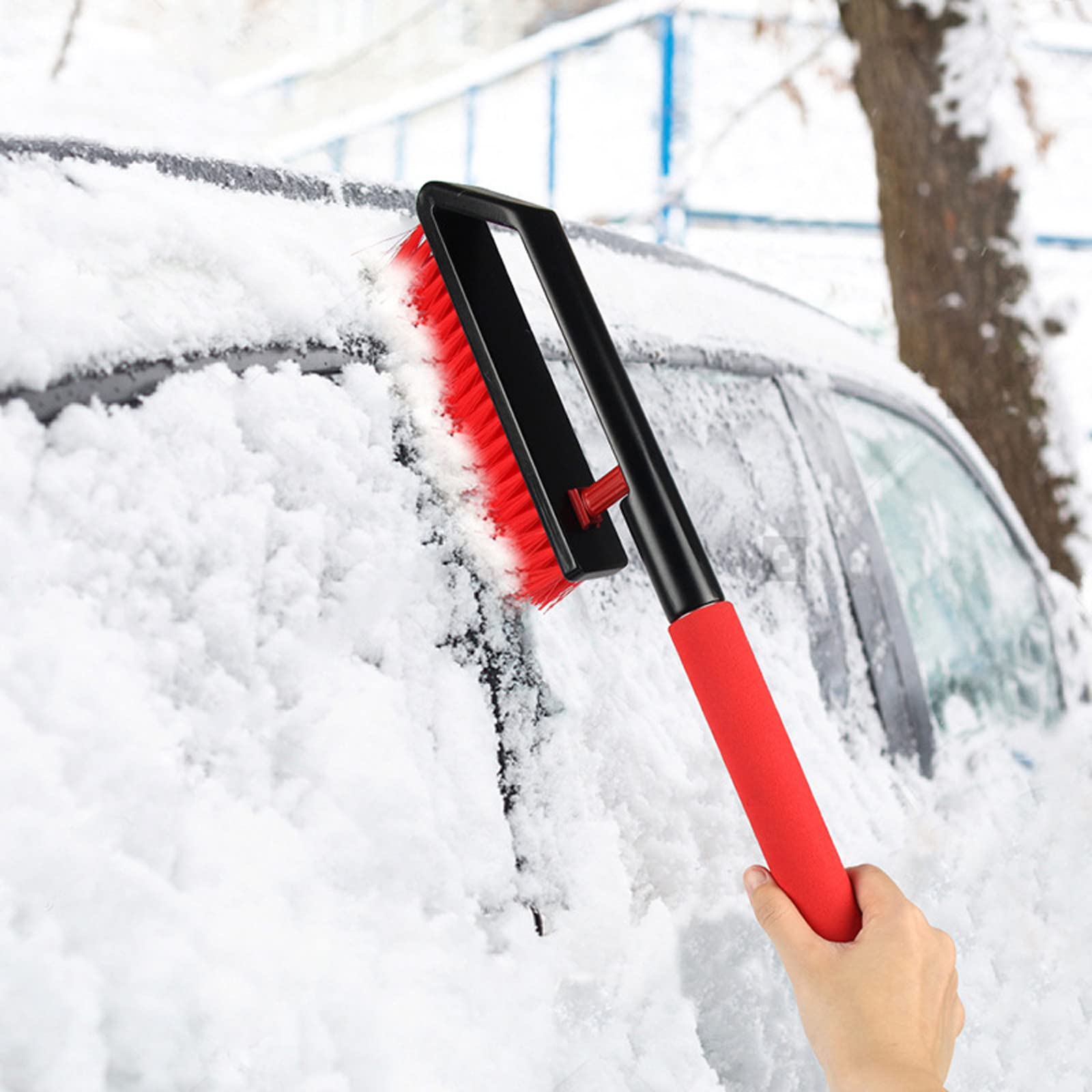 Brosse à Neige grattoir à Glace Pelle à Neige 23,2 Pouces avec Brosse à Glace et à Neige avec Soft Gri, adaptée aux camions et SUV