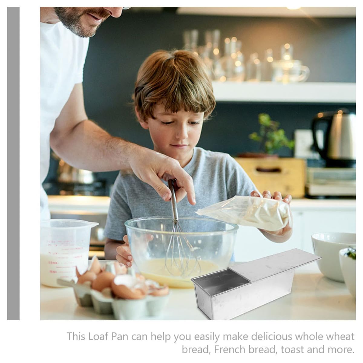 KICHOUSE Antihaftbeschichtete Große Kapazität aus Aluminiumlegierung Brotbackform mit Deckel für Brot und Kuchen für Familienfeiern und Partys