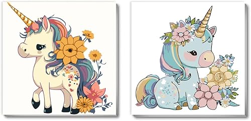 Miniatura 5 de Paquete de 2 pinturas enmarcadas por números para niños de 8 a 12 años, pintura acrílica fácil por número para adultos principiantes, lienzo,