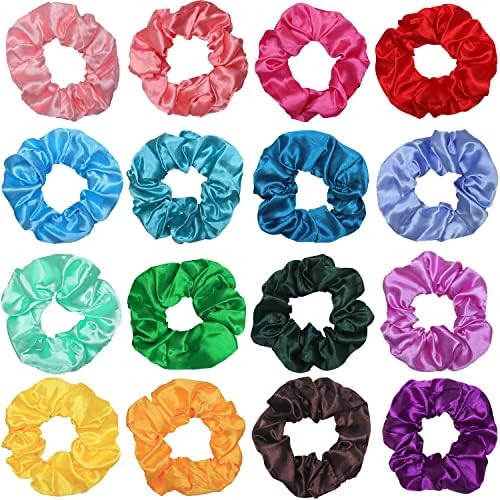Wenobby Small Hair Scrunchies for Teens School Girls, Soft Hair Ties for Women with Thin Fine hair,Pack of 16