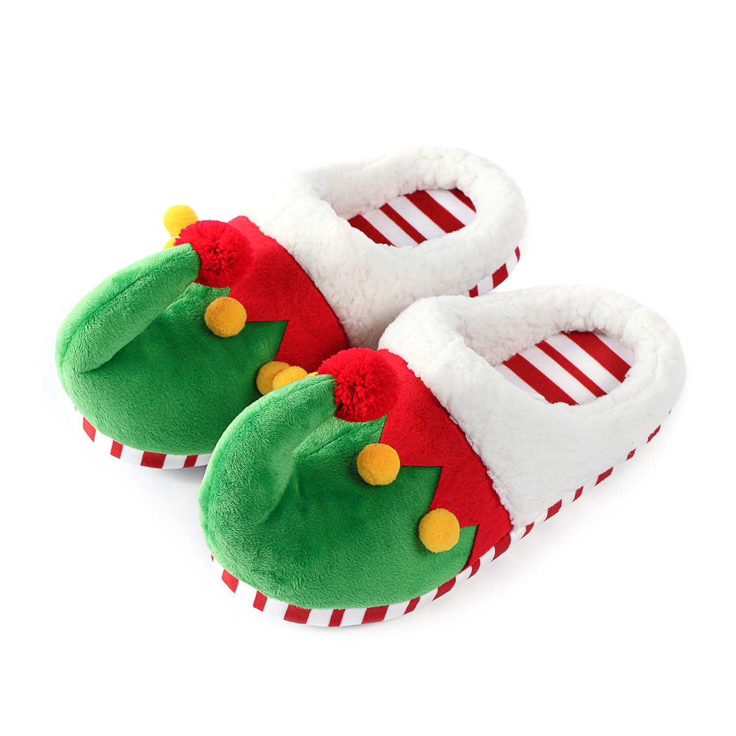 Christmas Slippers for Women Men Elf Shoes Furry Home Nonslip Slippers Comfy Bedroom Christmas Slippers Indoor Outdoor Shoes