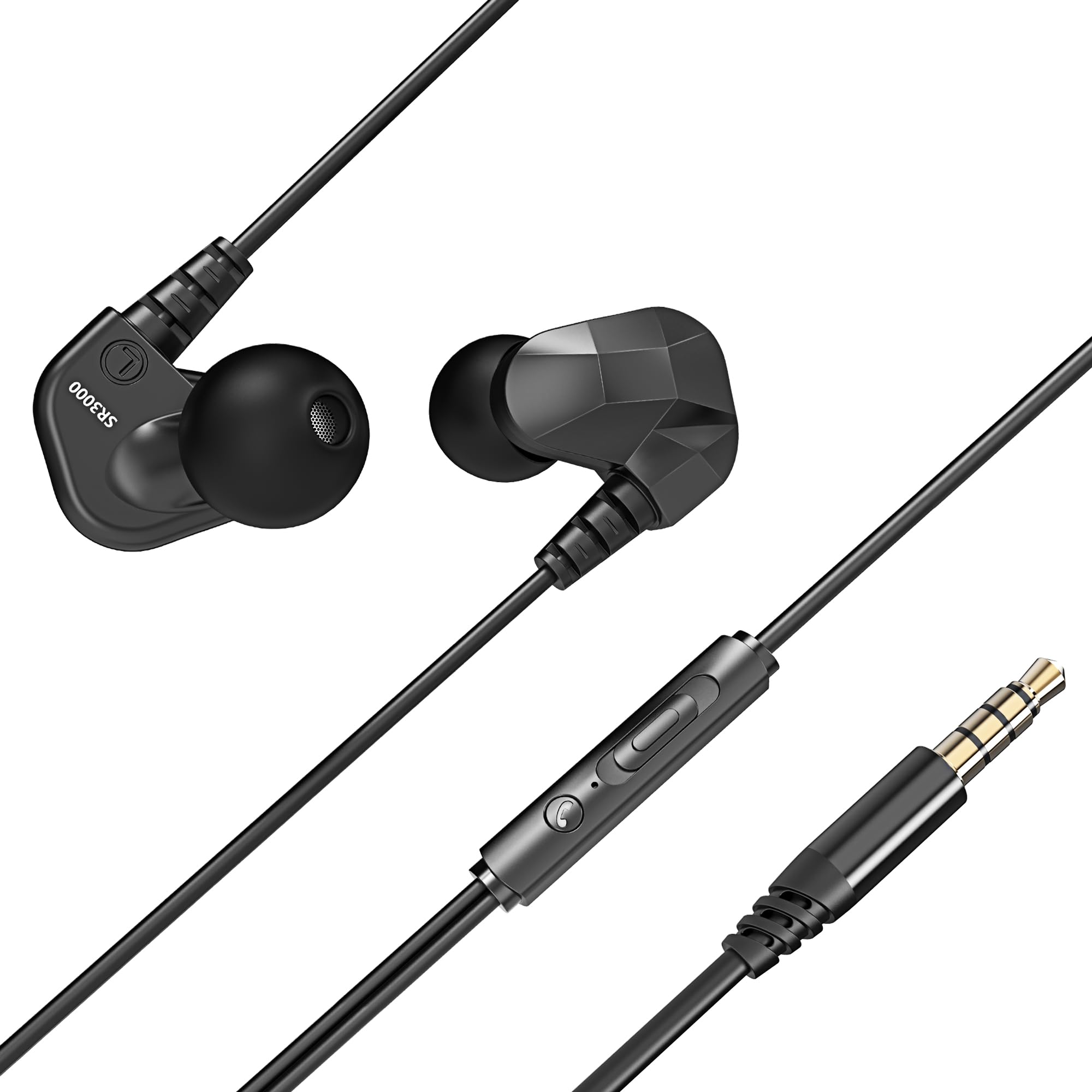 KASOTT SR3000 for Gaming Earbuds Wired with Mic, 2BA+1DD Hybrid Driver HiFi in-Ear Monitors Earphones with 3.5mm,7.1 Surround Compatible with Xbox Series, Xbox One, Switch, Pc, Laptop (Black)