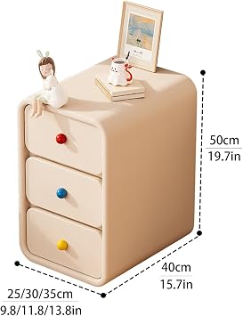 Solid Wood Nightstands Overbed Tables, 3-Drawer Fully-Assembled Solid Wood Bedside Table, Snack Table,sode Table,Kid Night Stand,for Bedroom, Living Room(Black,25 * 40 * 50cm)