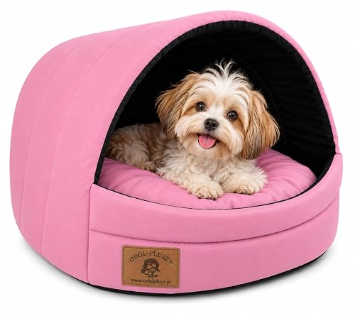 ODOLPLUSZ Caseta para perros, casa exclusiva para perros o gatos, 2 tamaños, cómoda y lavable (rosa, M)