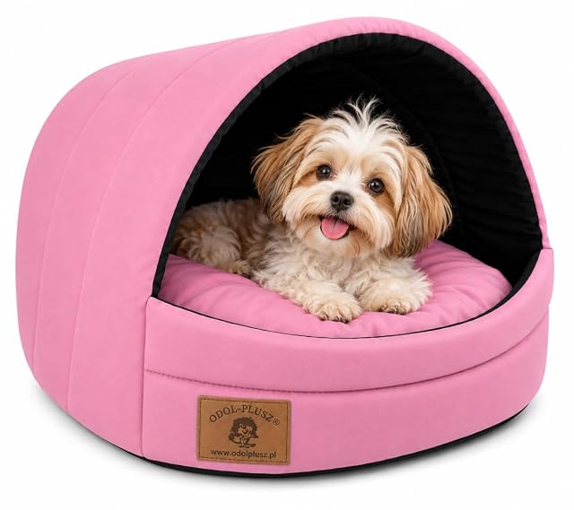 ODOLPLUSZ Caseta para perros, casa exclusiva para perros o gatos, 2 tamaños, cómoda y lavable (rosa, M)