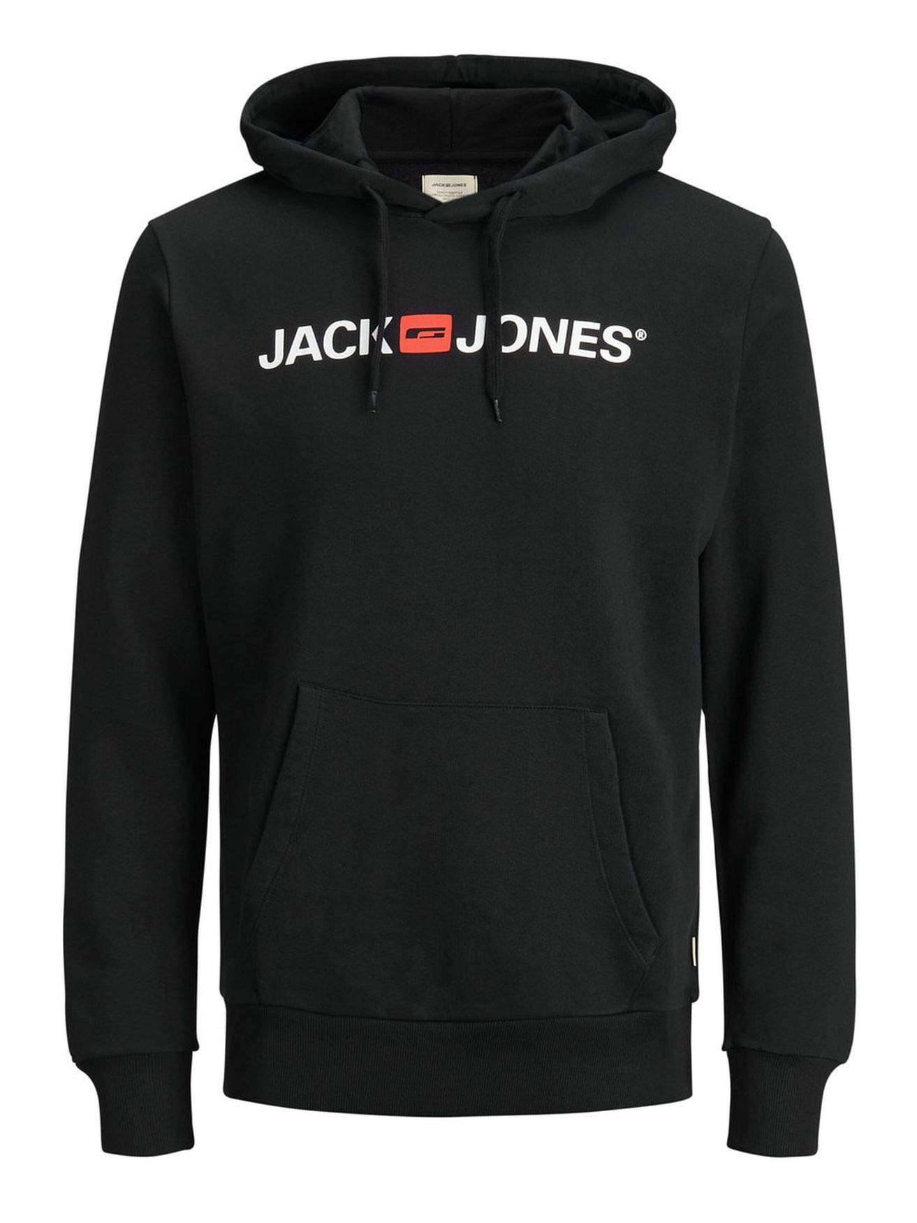 Jack & Jones Men's Black (Black Detail: Reg Fit) Jjecorp Logo Hoodie Noos, X-Large