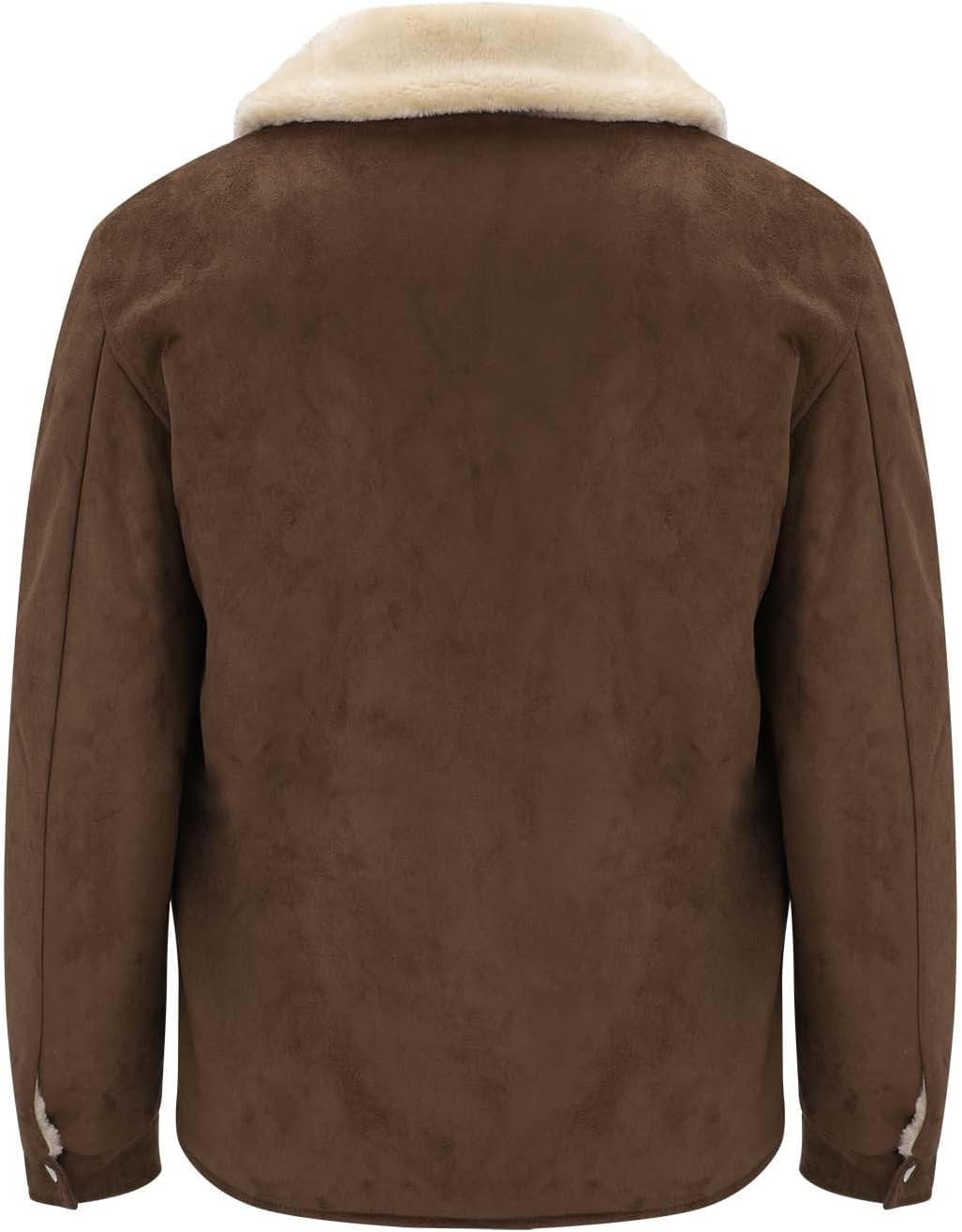 Men's Fleece Jacket Suede Faux Fur Collar Jacket Sherpa Lined Lapel Coat Heavyweight Leisure Winter Coat Outwear