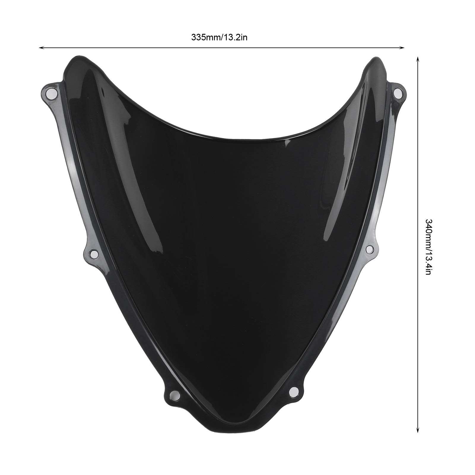 Parabrezza per Moto, Parabrezza per PC, Deflettore da 335 X 340 Mm, Riduce la Polvere e il Rumore del , Facile Installazione per Ciclisti Stradali, Adatto per GSXR 600 750 K6 2006 2007. (BLACK)