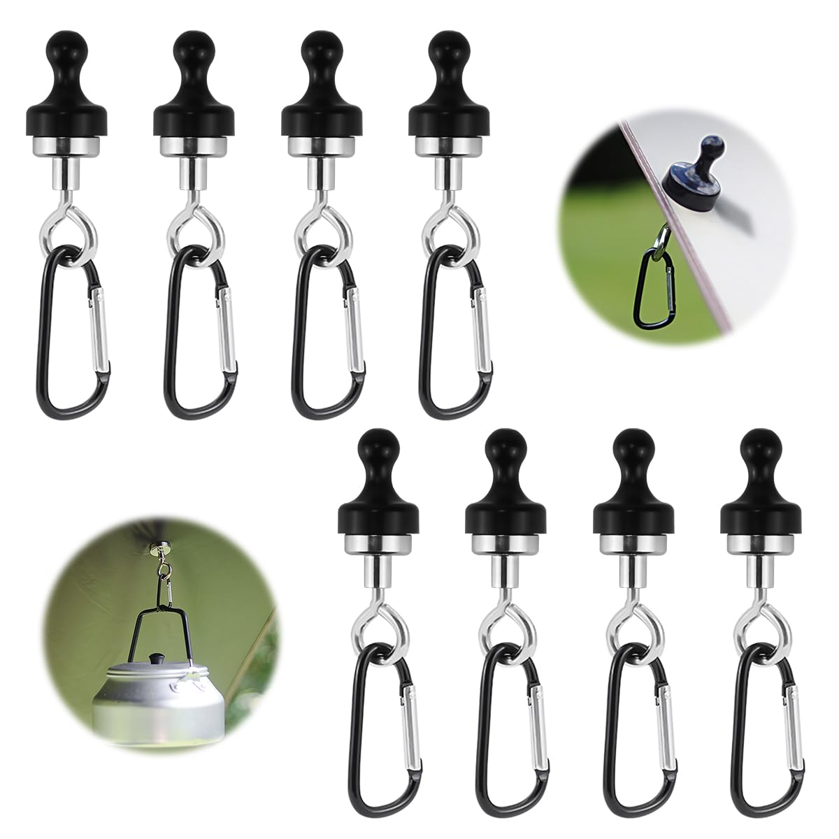 Cragmut Pack of 8 Plastic Round Magnetic Hanging Hooks, Magnetic Hooks, Camping, Multifunctional