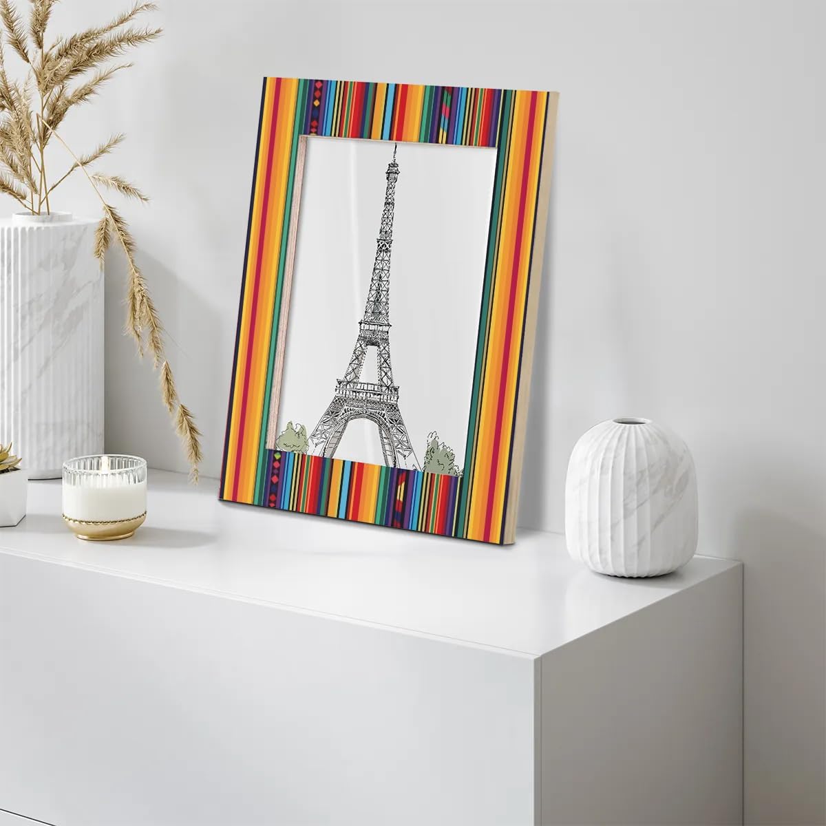 Cinco De Mayo 4x6 Picture Frame, Mexican Colorful Stripes Wood Photo Frame for Table Top Display Horizontal Display or Wall Mounting Vertical Picture Frame - Image 9