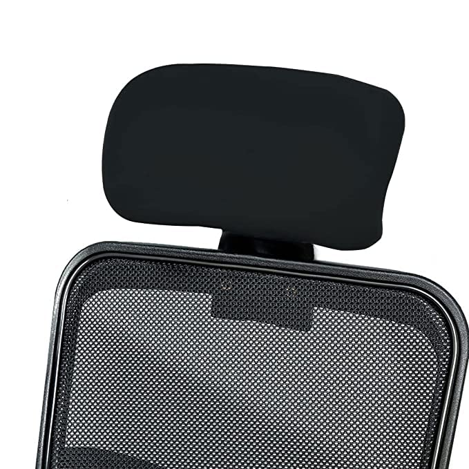 LAZI Black Soft Polyester Office Chair Headrest Cover Elastic Removable Washable Stain Proof Computer Executive Rotating Chair Head Rest Slipcover Protector Covers for Office Chair-image-3