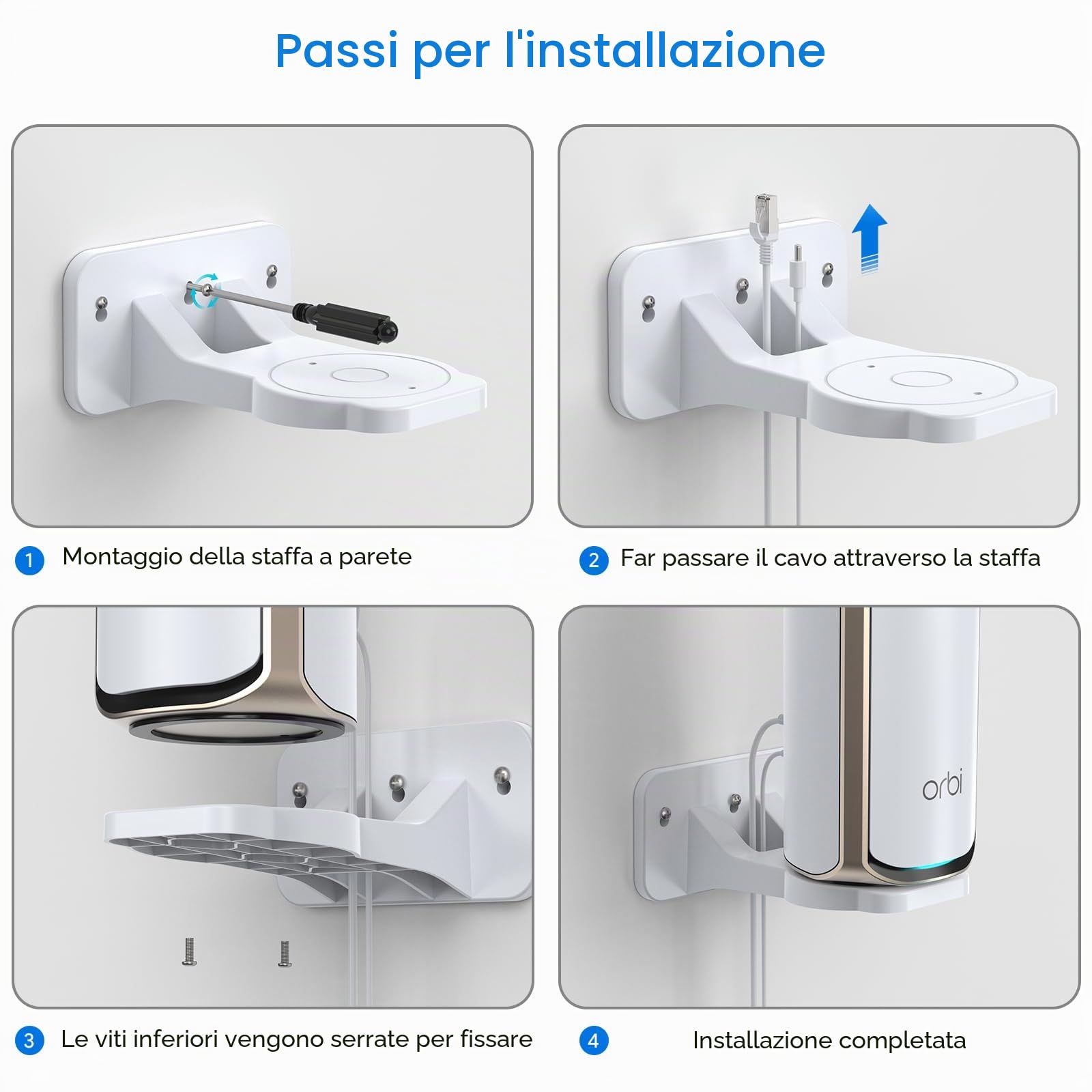 XLTTYWL Orbi WiFi 7, ABS Orbit 7, ottimizza lo spazio, compatibile con sistemi Orbi WiFi 7 Mesh e tutti i router Netgear Nighthawk Wi Fi 7 (RBEWMB-10000S) (nero, 2 pezzi)