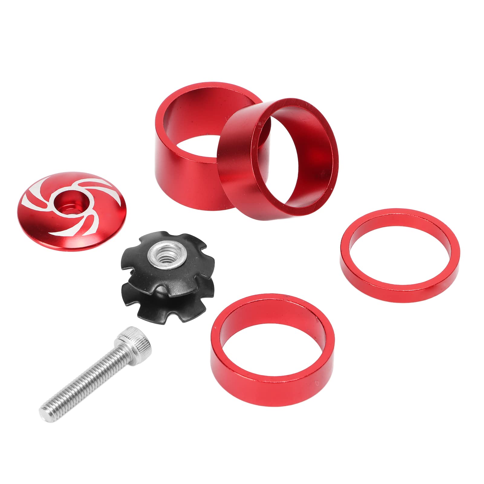 SPYMINNPOO Headset, Light Weight Complete Headset Spacer Top Bearings Replacement Parts (red) Riding