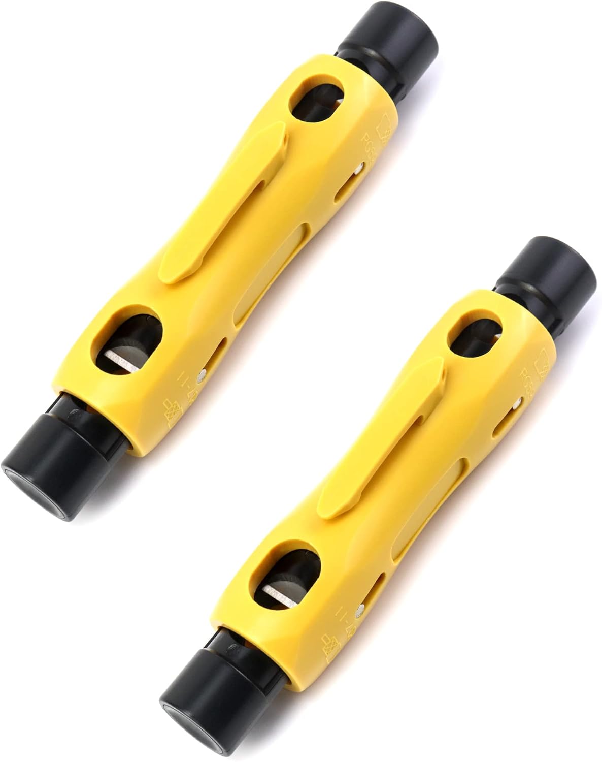 QWORK Double Ended Coax Stripper, 2 Pack Coxaial Cable Stripper Wire Cutter Coax Stripping Tool for RG7/11 and RG59/6/6Q