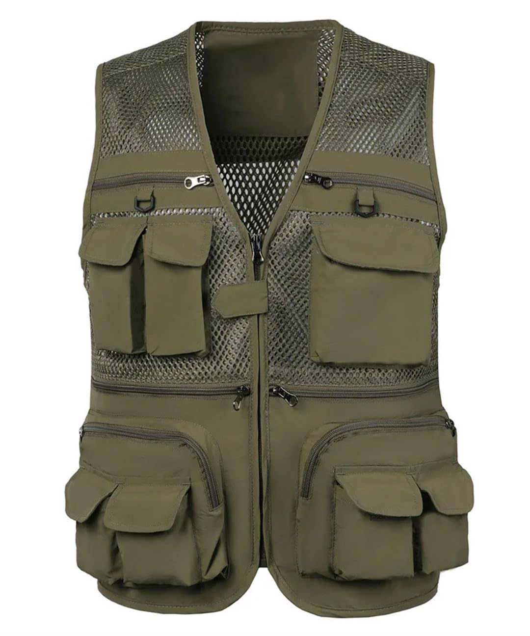 Chaleco de pesca de verano para hombre, chaleco de viaje de malla transpirable con cremallera y múltiples bolsillos, abrigo deportivo