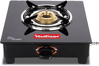 Hindflame 1 Burner Pixel Black Toughened Glass LPG Cooktop, Manual Ignition Gas Stove with 1 Year Warranty (ISI Approved) (1 Burner)
