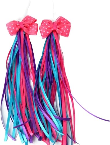1 par de serpentinas de bicicleta coloridas empuñaduras de manillar de bicicleta, cintas de borla, enrolladoras de bicicleta arco iris para scooter,
