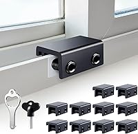 Vista 10 de Cerraduras de ventana corredizas (4 juegos), cerraduras de ventana de seguridad con llaves, topes de ventana correderas de aluminio ajustables