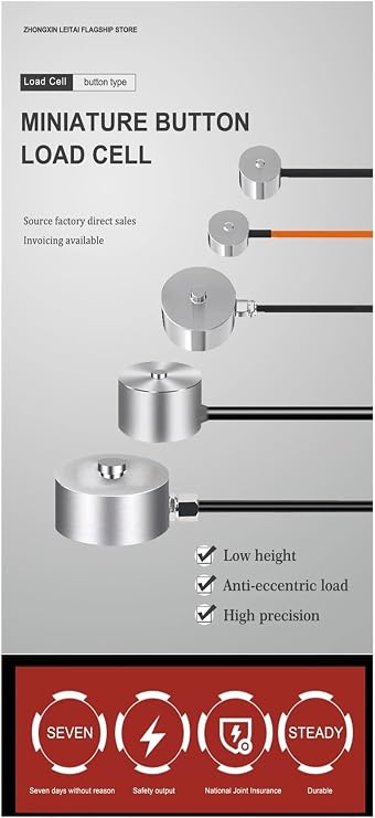 Load Cell, 10 Micro Load Cell 5Kg 10Kg 20Kg 30Kg 50Kg 100Kg 200Kg 300Kg 500Kg Small Button Compression Force Sensor(150KG)
