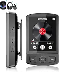 MP3 Player Bluetooth Portátil com Tela Digital, Controles de Reprodução, Compatível com Fones de Ouvido Sem Fio