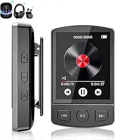 MP3 Player Bluetooth Portátil com Tela Digital, Controles de Reprodução, Compatível com Fones de Ouvido Sem Fio