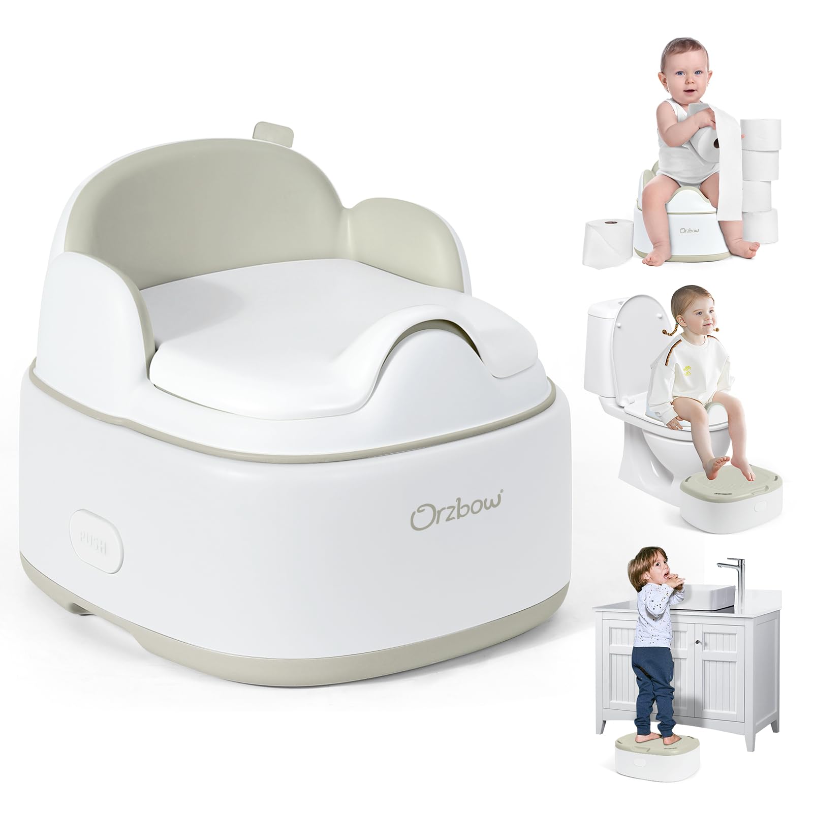 Orzbow 3-in-1 Potty Training Toilet Detachable Baby Potty As Toddler Toilet Seat Chair Step Stool for Boys Girls
