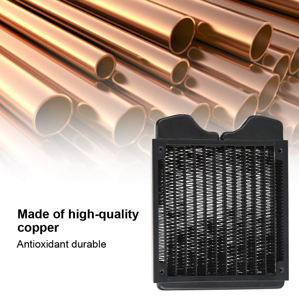 Cocoarm Disipador de Calor del Radiador de Refrigeración por Agua de Cobre Roscado 12 Tubos G1 4 Puertos con Recubrimiento en Polvo 120 Mm 240 Mm 360 para Computadora PC Instrumento de Belleza (120mm)