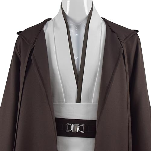 Miniatura 6 de Disfraz para adultos, túnica de caballero con capucha, uniforme completo de jedi, disfraz de hombre para Halloween, cosplay, atuendo con capa