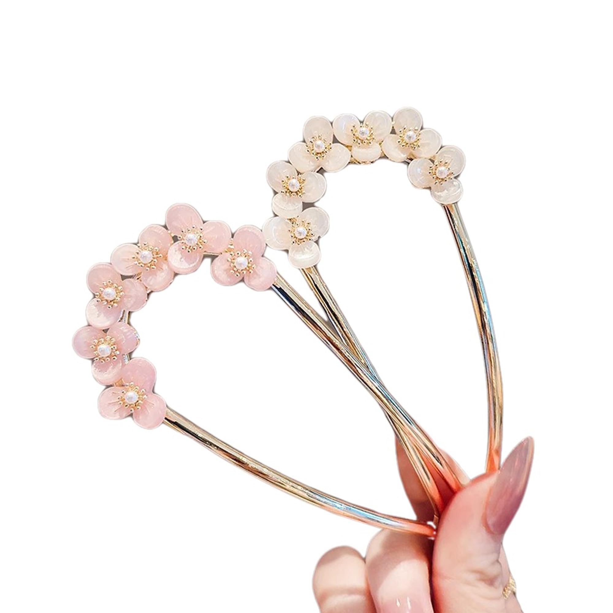 Amazon | BLOOPIC 夜会巻きコーム 2個セット パール 花飾り ヘア 