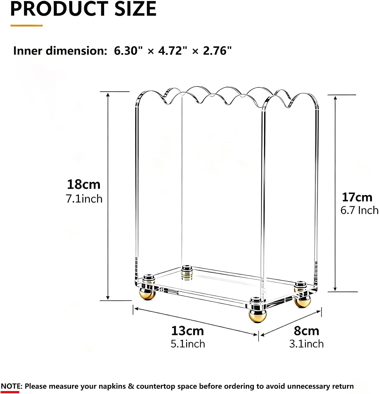 Acrylic Bathroom Napkin Holder Clear Vertical Napkin Holder Scalloped Guest Towel Holder Disposable Hand Paper Box for Guest Room Home Hotel Decor