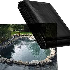 Versterkte HDPE vijverfolie 3X4M 4X6M 5X8M 6X9M, 0,12MM tuinzwembadmembraan Flexibele ondervloer vijverbekleding voor natuurlijk ogende vijvers, watervallen en waterpartijen(6x8m