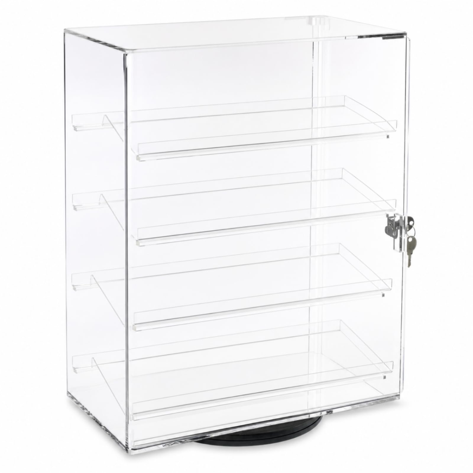 Sharplace Kompakter Acryl Displaybehälter mit Schlüsselverschluss Und Rotationsfunktion für Uhrenketten Ringe Und Schlüsselanhänger für Fachgeschäft Und Sammlerpräsentation