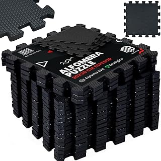 Comprar ManiBoom Suelo Gimnasio Acolchado Grueso de Caucho Fácil de Limpiar【30x30x1 cm】- Alfombra Gym Crossfit y Ejercicios en Casa - Esterilla Fitness Puzzle de Goma - Tatami Mat (Negro)
