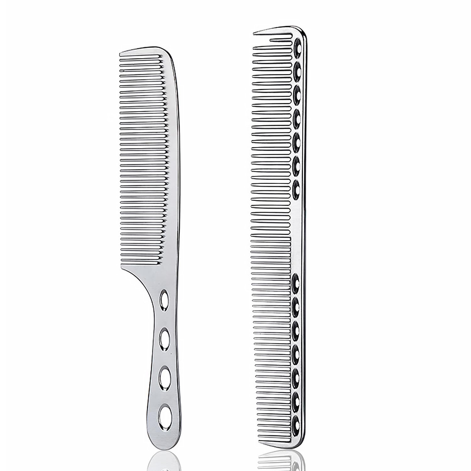 GMYIAK Hairdressing Comb Set, 2 pcs Metal Salon Combs, Heat Resistant Anti-static Haircutting Comb