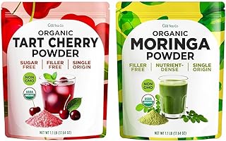 Tart Cherry Powder & Moringa Powder Set - Organic, Vegan, Non-GMO, Gluten-Free - For Smoothies, Drinks & Baking - 2x1.1 Lb