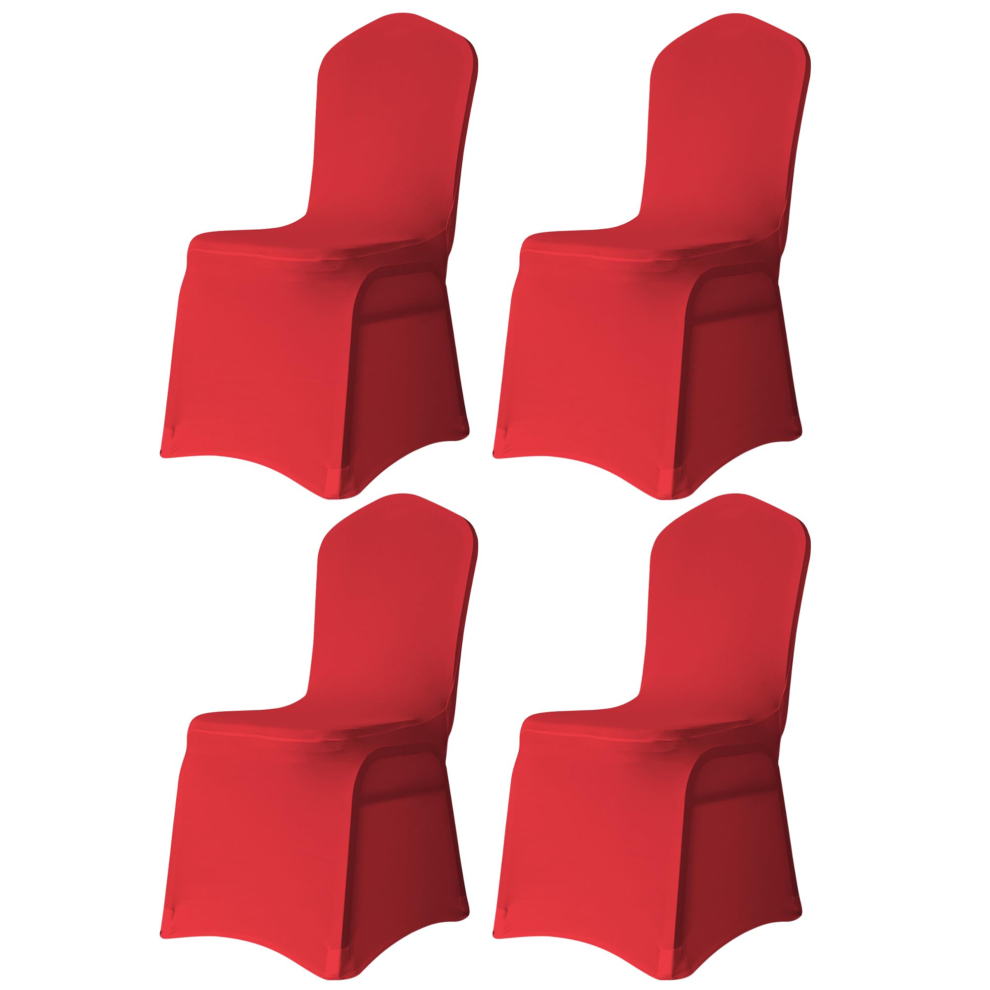 Trimming Shop Chair Cover Spandex Polyester Stretch Fabric Front Flat Dining Slipcovers Washable & Removable Wedding Chair Covers for Banquets Ceremony & Hotel Dinner (Red, Pack of 4)