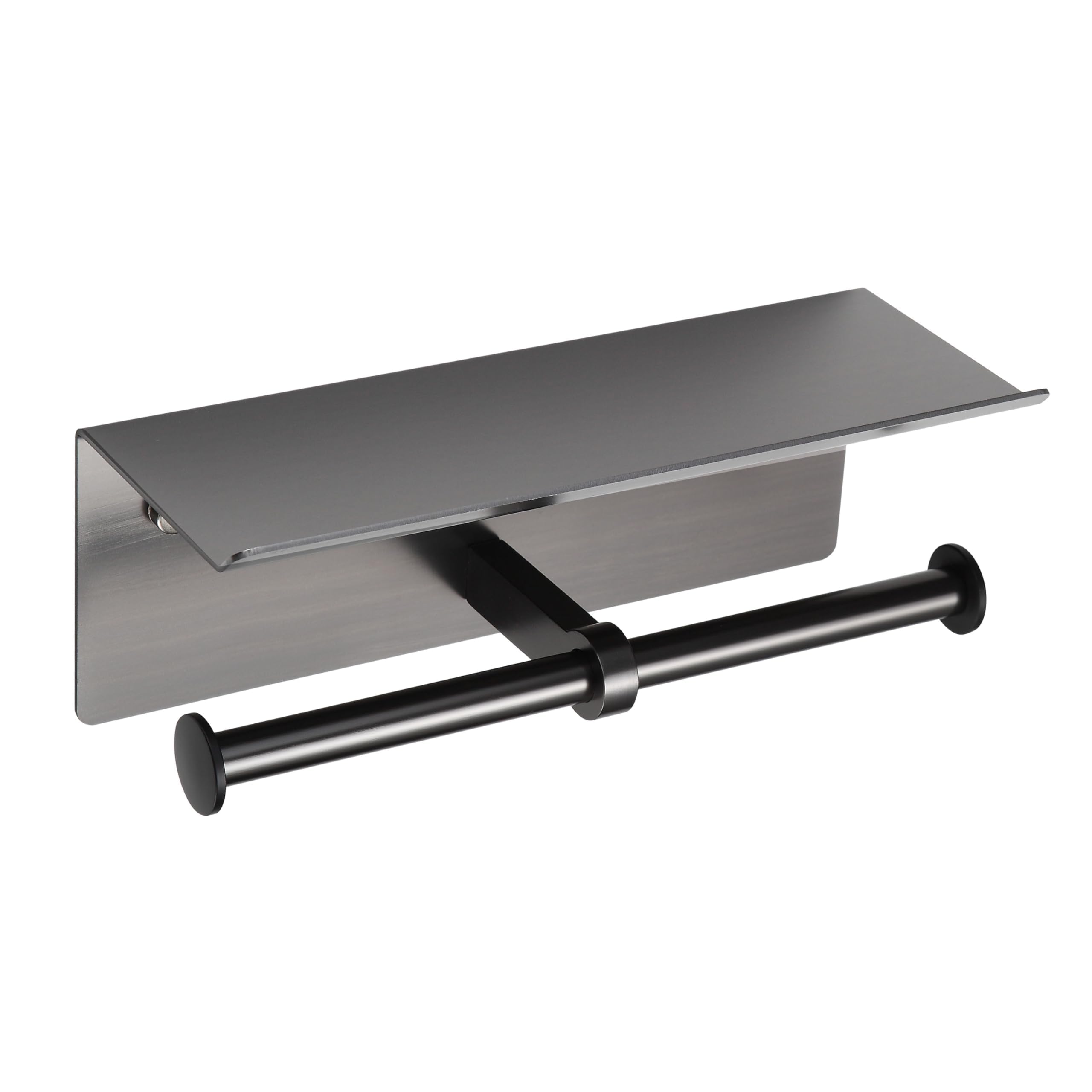 Self Adhesive Aluminum Waterproof Toilet Paper Holder with Shelf Black — Amazon image 12