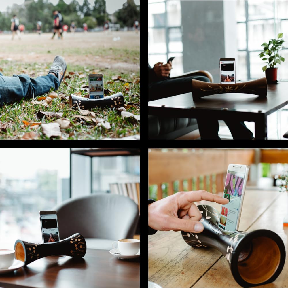 mangobeat® - Enceinte écologique et Universelle en Bois - Amplification de Tous Les Smartphones sans électricité - « Loupe » 35cm