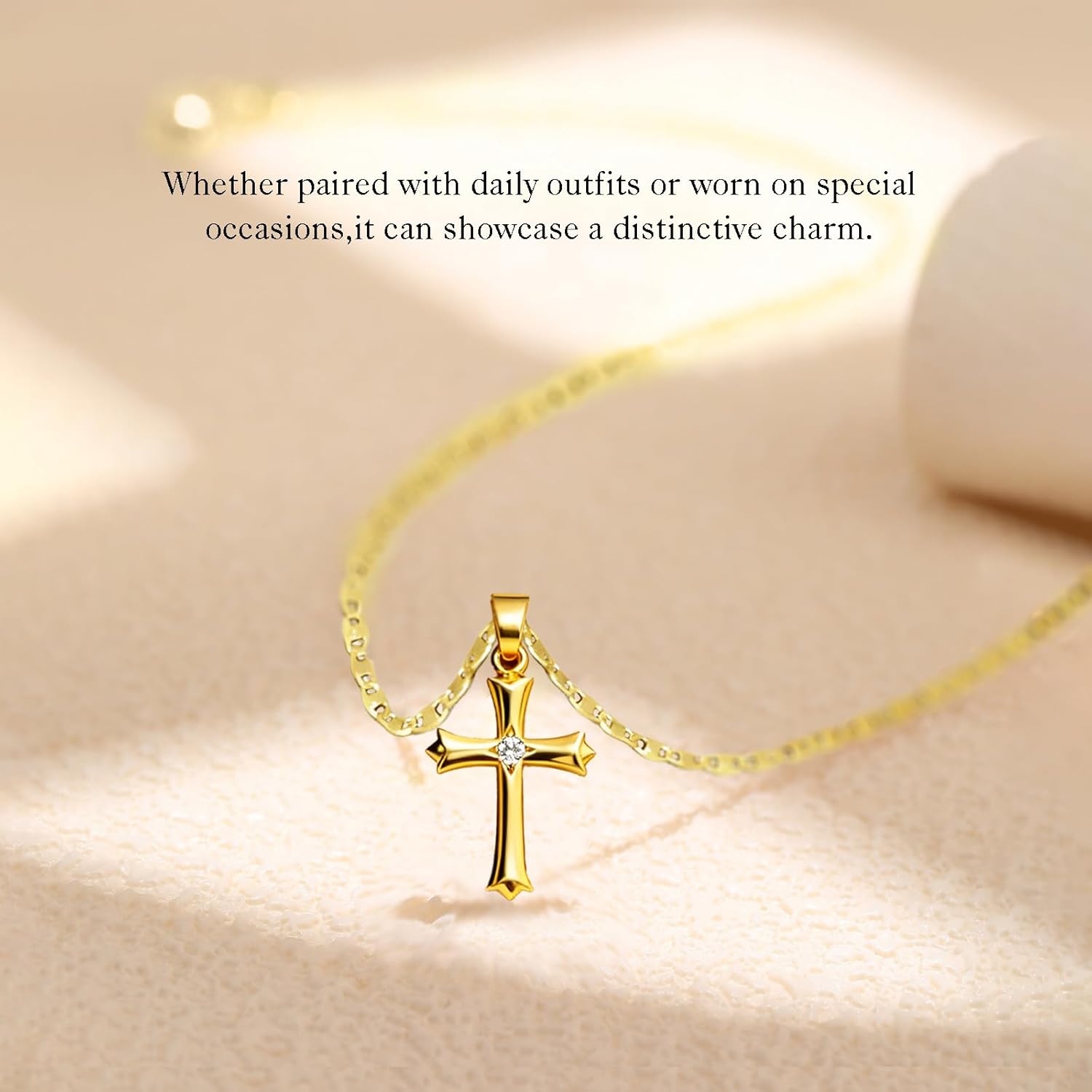 14K Gold Cross Necklace for Women with Gift Box, Trendy Modern Religious Jewelry Pendant Cross Necklaces for Women, Minimalist 19.7in Womens Gold Chain Necklaces with Small Diamond Crosses 1in - Image 5